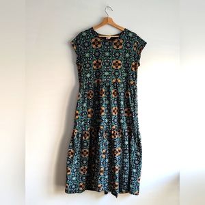 Fair Trade 95% Cotton Mata Trader's Floral Dress (Made in India) L & fits XL too
